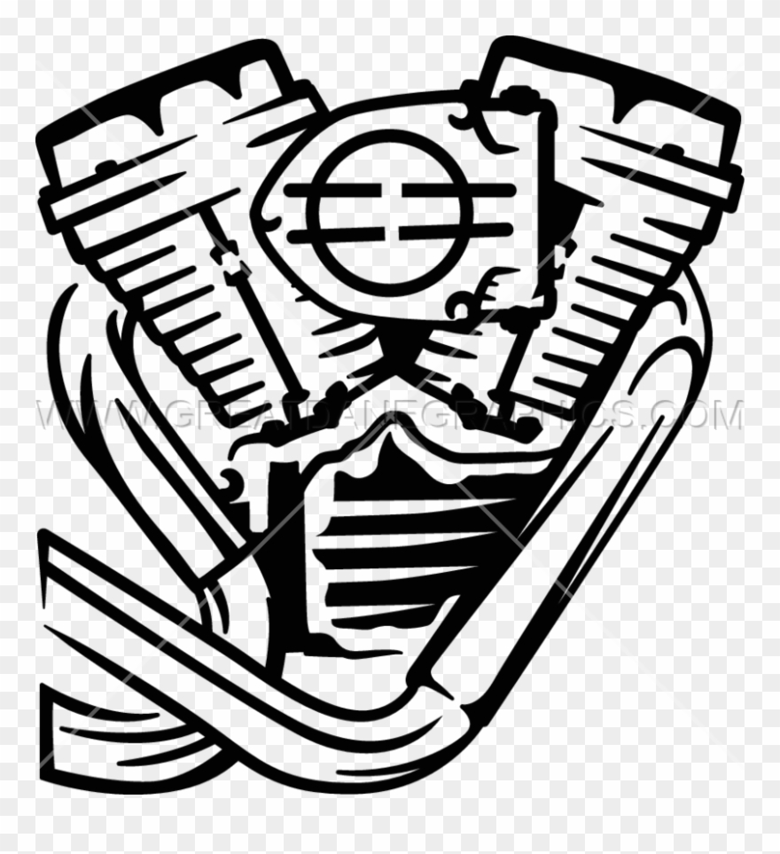 Drawing Motorcycle Basic Clipart Freeuse Download - Drawing Of An Basic Engine - Png Download