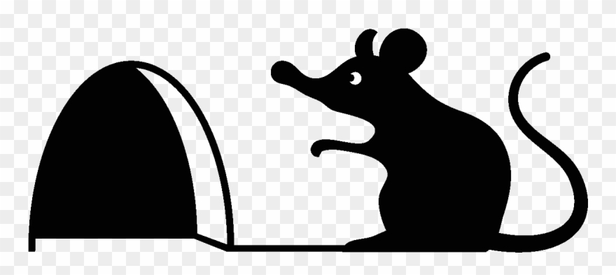 Sticker Trou De Souris Avec La Souris Assis Ambiance - Mouse Hole Black And White Clipart