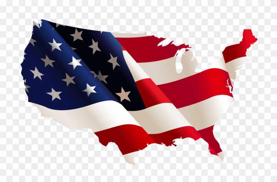 727 - 808 - - American Flag Map Png Clipart