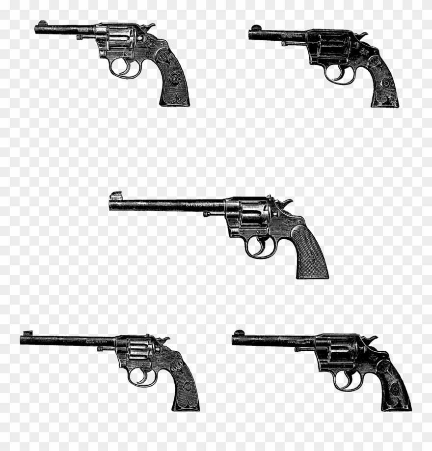 Gun Revolver Vintage Images Collage Sheet Download - Colt Revolvers Npage From An Abercrombie And Fitch Clipart