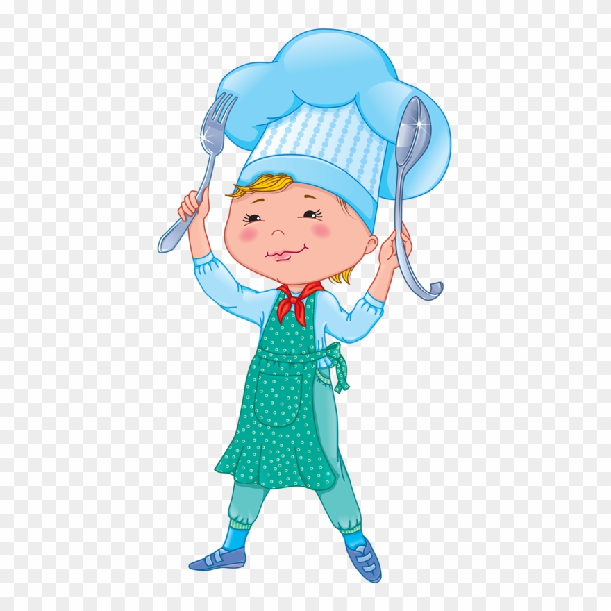 Scrapbook, Little Chef, Baby Cooking, Forks And Spoons, - Baby Cook Cartoon Clipart