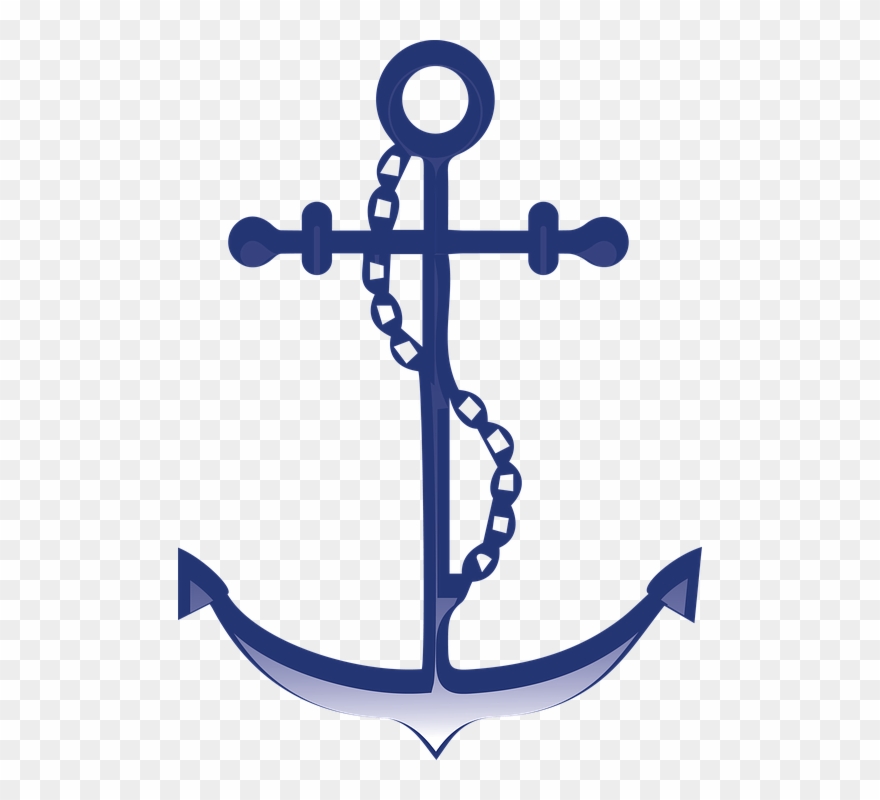 Anchor Clipart Sailor - Blue Anchor On Mint Stripes Keychain, Adult Unisex, - Png Download