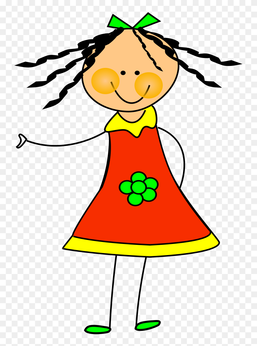 Stuffed Doll Clipart, Vector Clip Art Online, Royalty - Stick Figure Girl In Red - Png Download