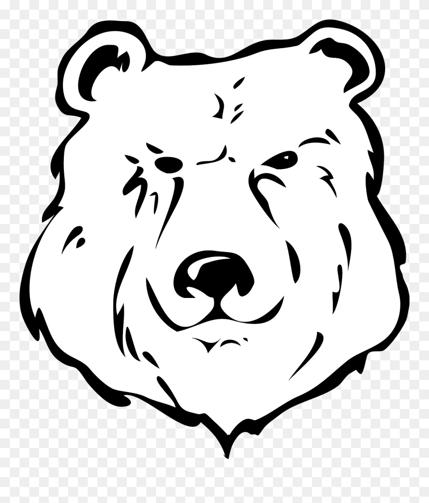 Black And White Clip Art At Clker - Bear Head Transparent Png
