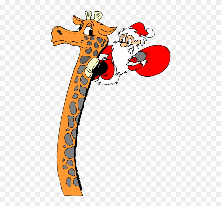 Christmas,holiday,clip - Giraffe Christmas Cartoon - Png Download