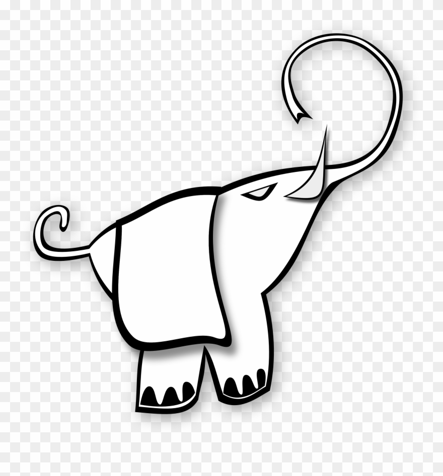 Elephant Line Drawing - Super Blue Elephant Clipart