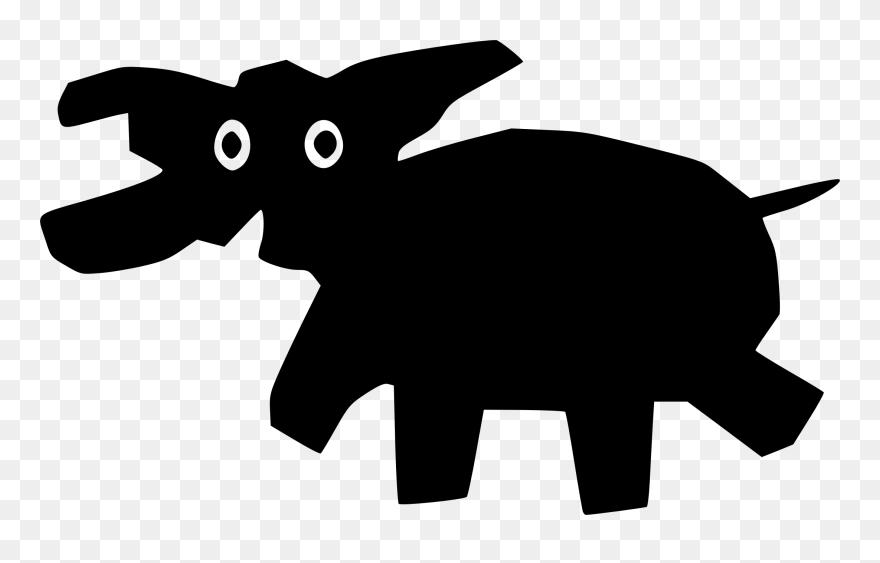 Black And White Silhouette Drawing Art Elephants Clipart