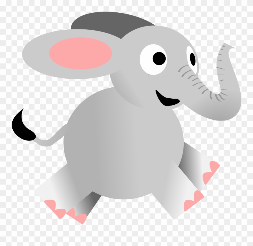 Elephants Download - Happy Elephant Running Cartoon Clipart