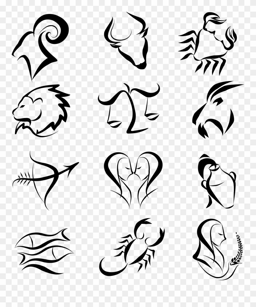 Zodiac Signs Png Clipart Picture - Zodiac Signs Line Art Transparent Png