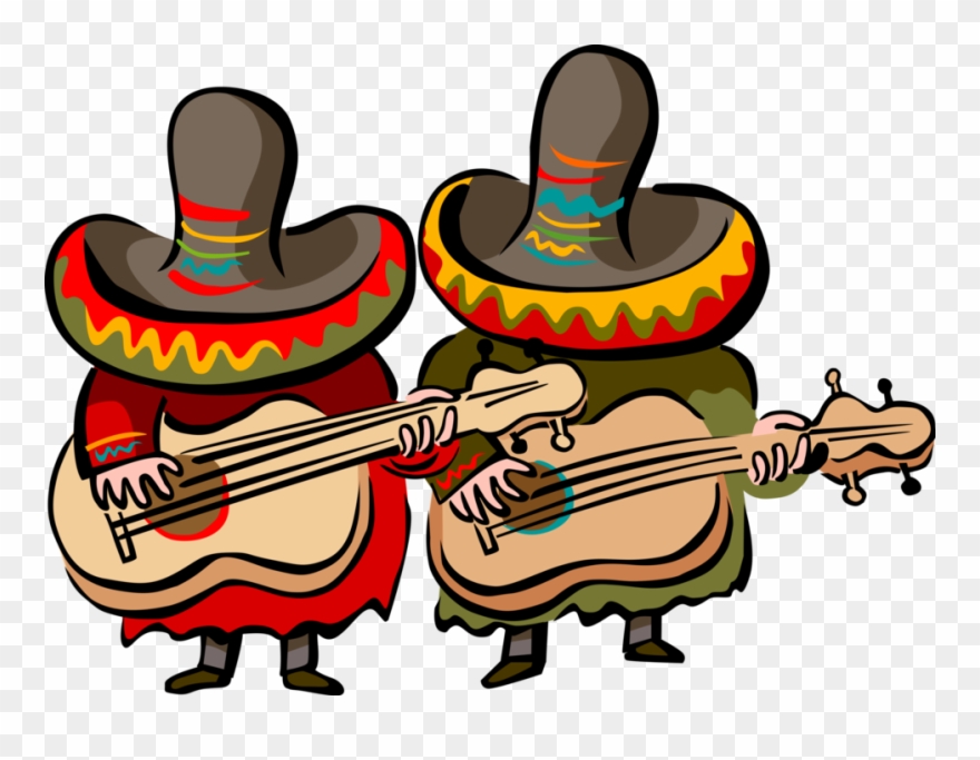 Vector Illustration Of Mexican Musicians With Sombreros - Mexican Musician Clip Art - Png Download