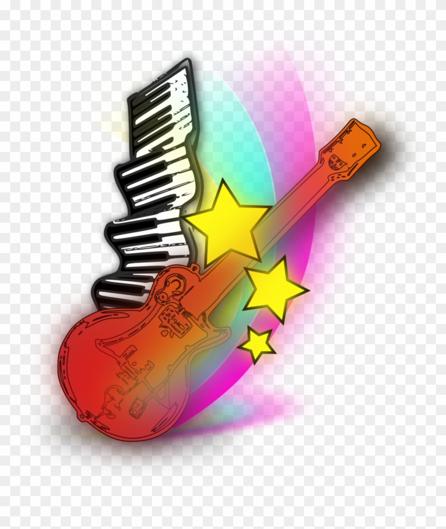 Clip Art Image Music Id This Work - Music Keyboard And Guitar - Png Download