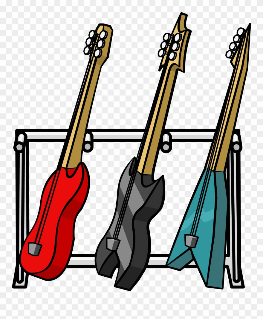 Guitar Clipart Stand - Guitar On A Stand Clip Art - Png Download