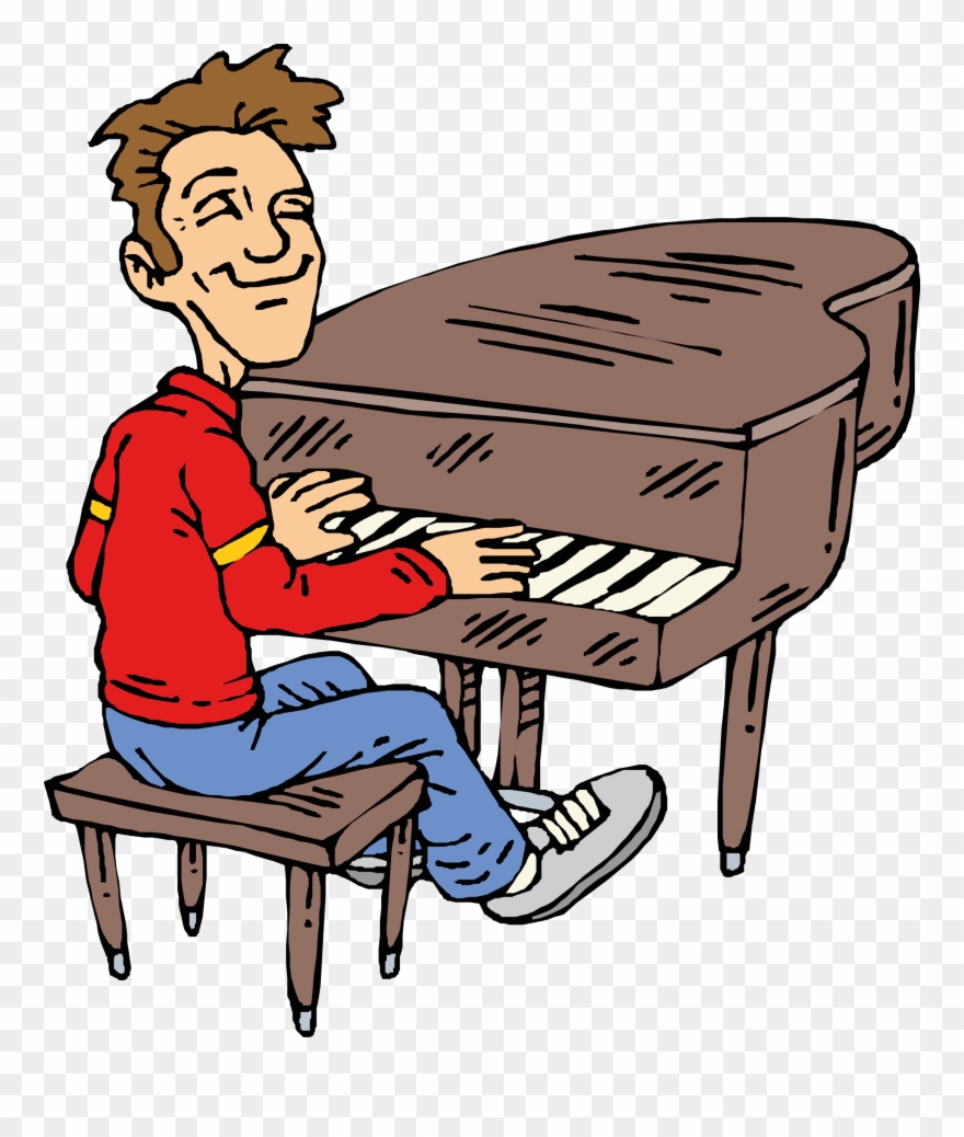 Musik Mit Einer Pc Tastatur Spielen - Boy Playing Piano Clip Art - Png Download