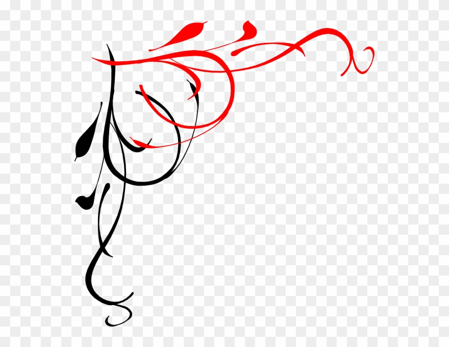 Vine Heart Half Black Red Clip Art At Clker - Png Download