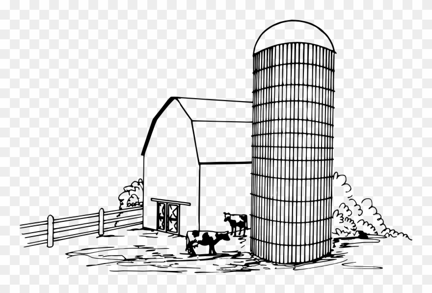 Royalty Free Stock Agriculture Clipart Drawing - Drawing Of A Silo - Png Download