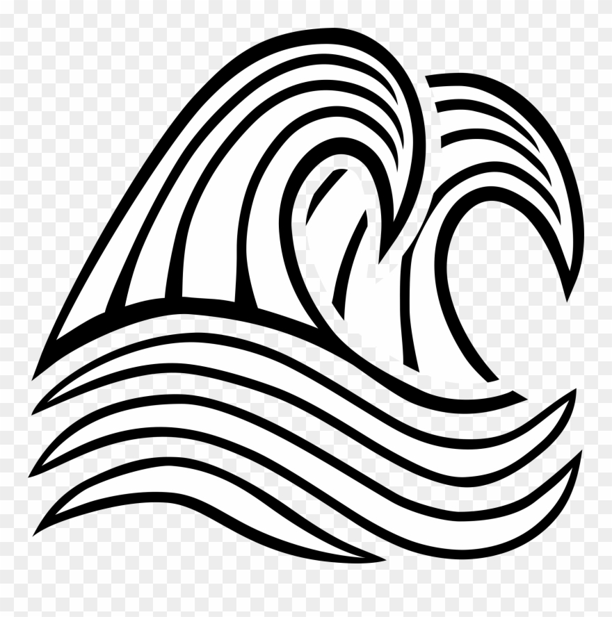 Line Art Wind Wave Drawing Breaking Wave - Black And White Free Wave Clip Art - Png Download