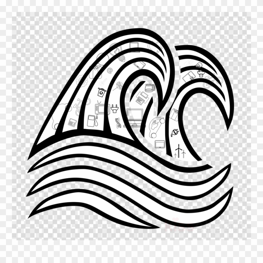 Download Png Of Black And White Waves Clipart Black - Drawing Wave Clipart Png Transparent Png