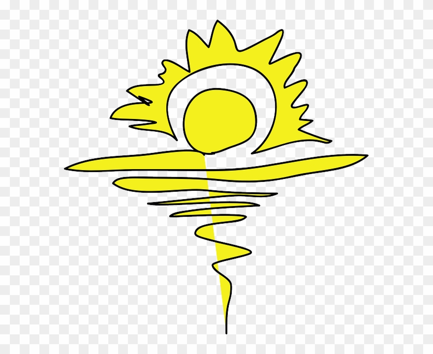 Free Water, Yellow, Drawing, Beach, Sun, Cartoon, Free Clipart