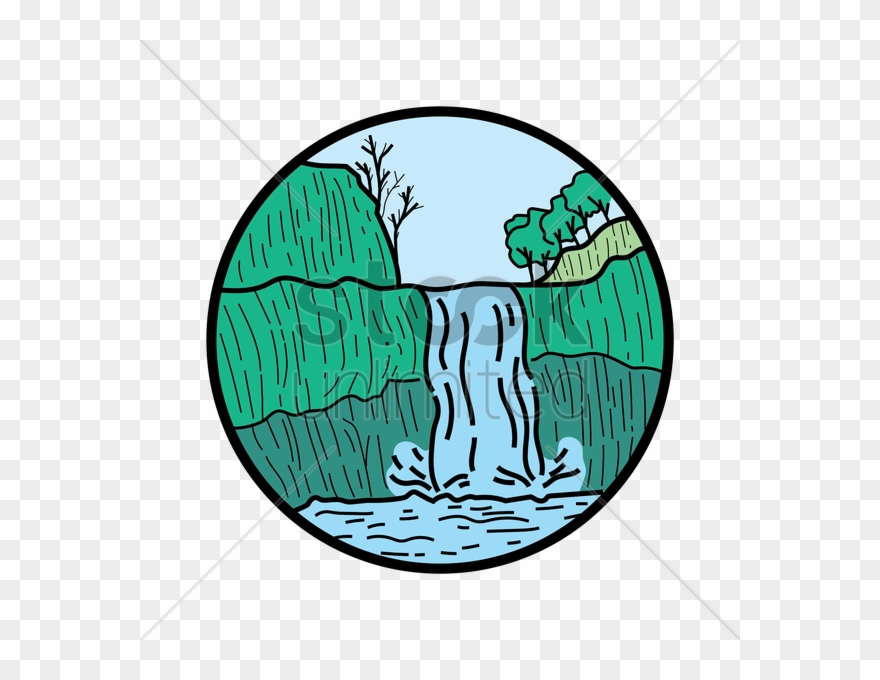 Black & White Waterfaal Vector Clipart Waterfall Clip - Black & White Clipart Of Water Fall - Png Download