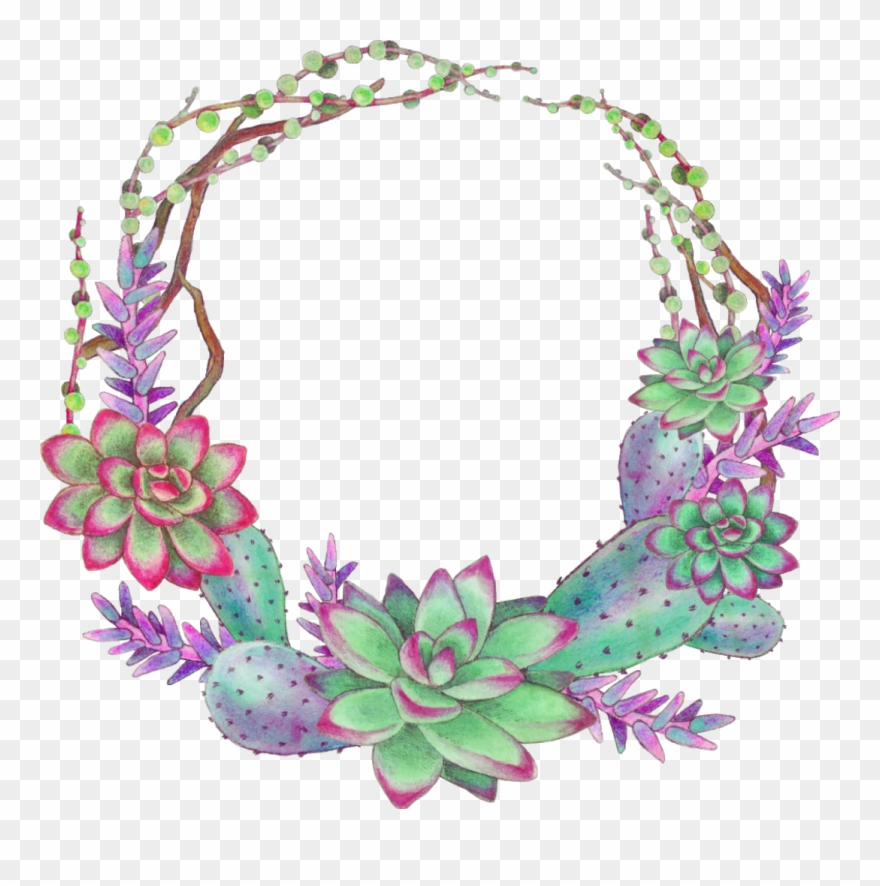 Ftestickers Scsucculent Succulents Wreath Colorful - Succulents Vector Clipart