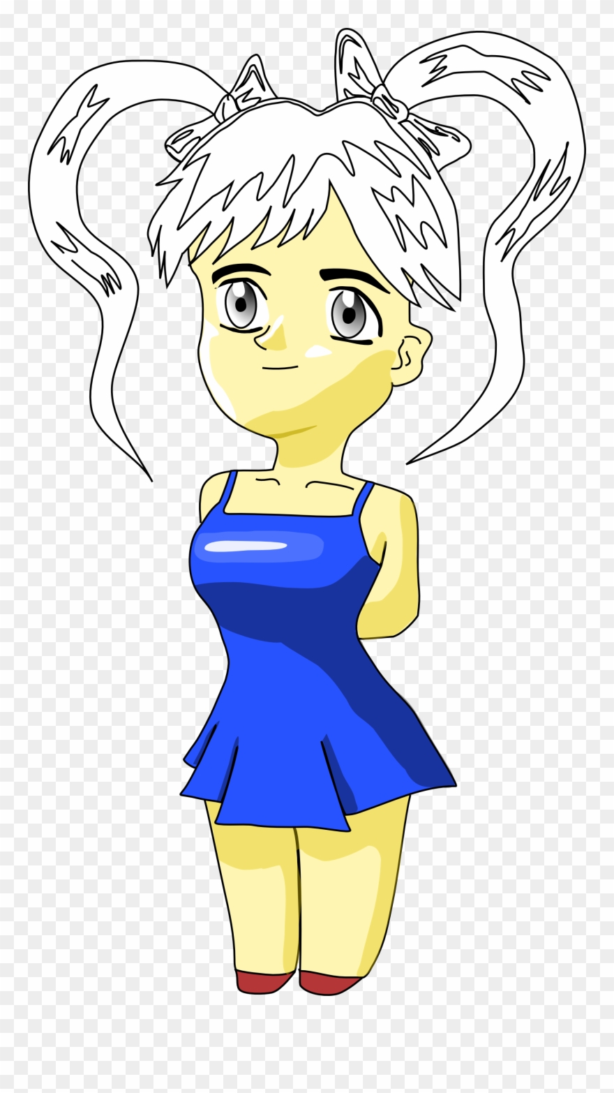 Chibi Character Black White Line Art Scalable Vector - Clip Art - Png Download