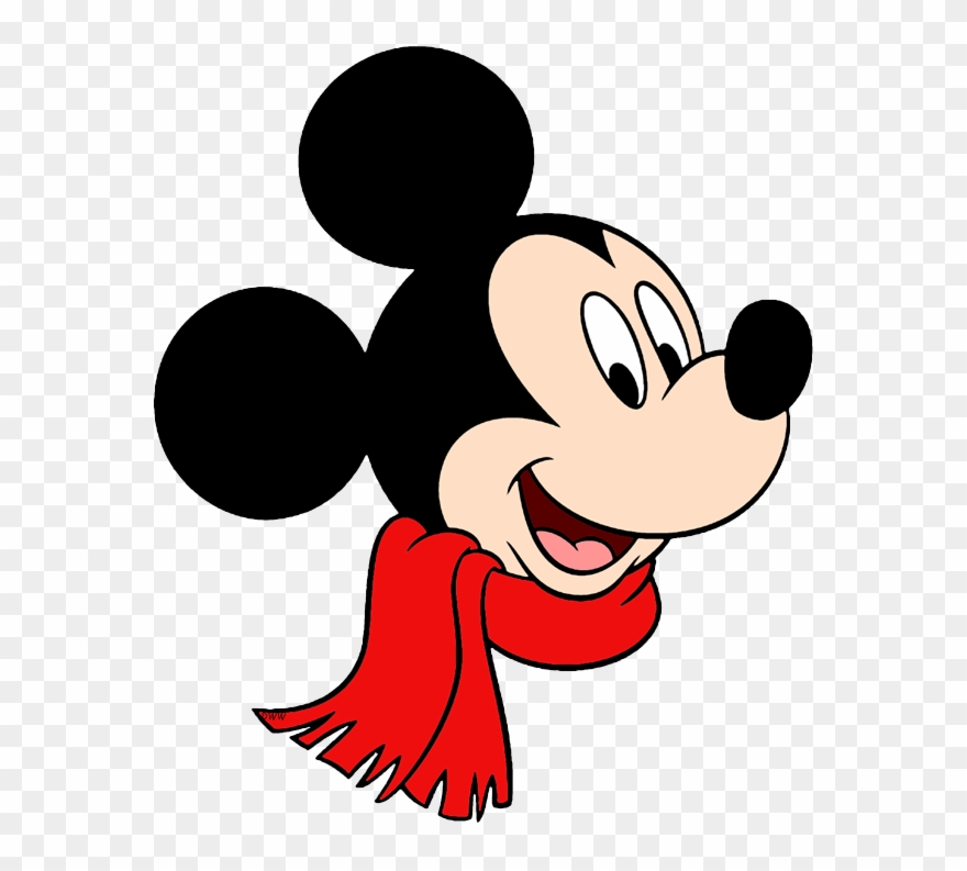 Winter Season Clip Art - Mickey Mouse Wearing A Scarf - Png Download
