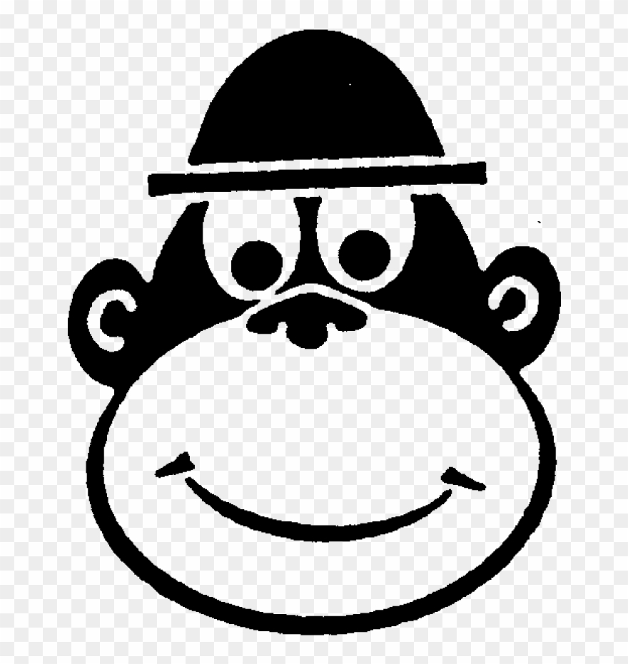 Cheeky Monkey Face Rubber Stamp Clipart