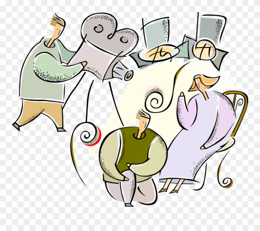 Vector Illustration Of Hollywood Filmmakers Filming Clipart