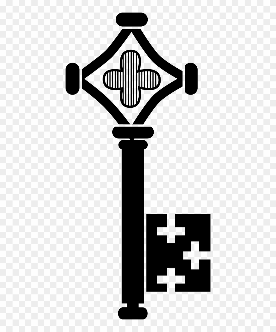 Key With A Rhombus A Flower And Crosses Comments Clipart