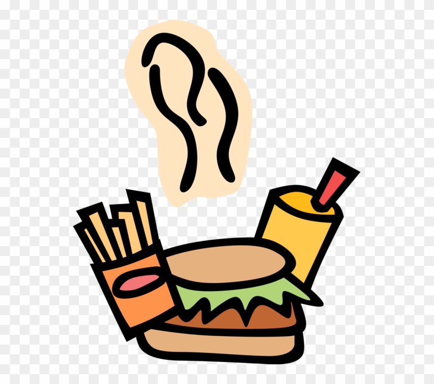 Vector Illustration Of Fast Food Hamburger, Fries And Clipart