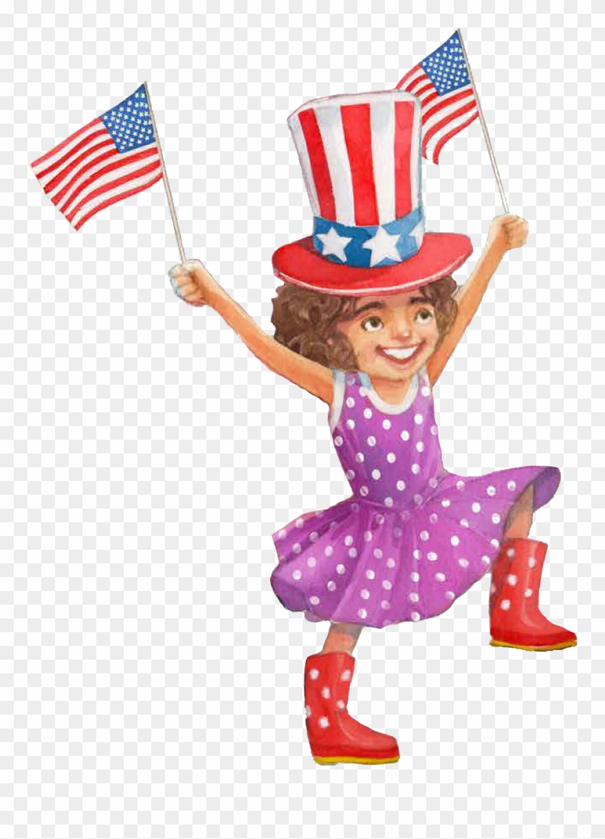 Flag Girl Isolated Clipart
