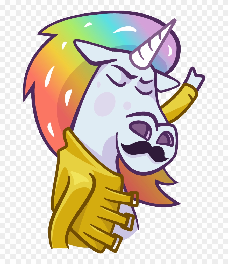 Uniquely Unicorn Raising His Fist In A Freddie Mercury Clipart