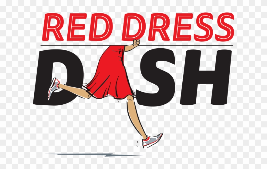 Red Dress Dash Logo With Cartoon Woman Legs Standing Clipart