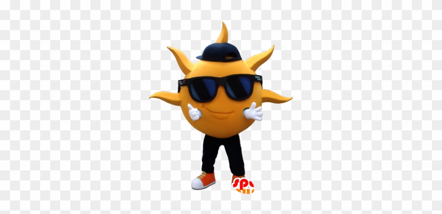 Yellow Sun-like Mascot, With Sunglasses Clipart