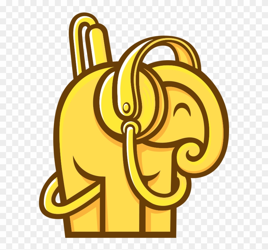 Huejly™ Listening Intently Elephant With Headphones Clipart