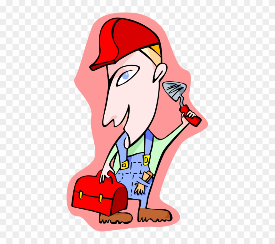 Vector Illustration Of Construction Worker With Toolkit Clipart