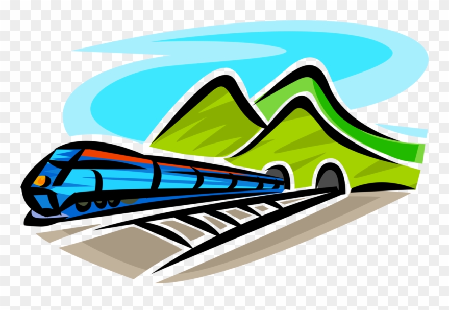 Vector Illustration Of Railroad Rail Transport Speeding Clipart