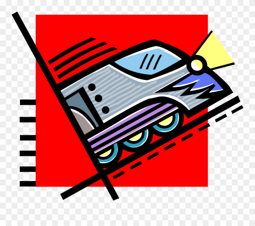 Vector Illustration Of Railroad Rail Transport Speeding Clipart
