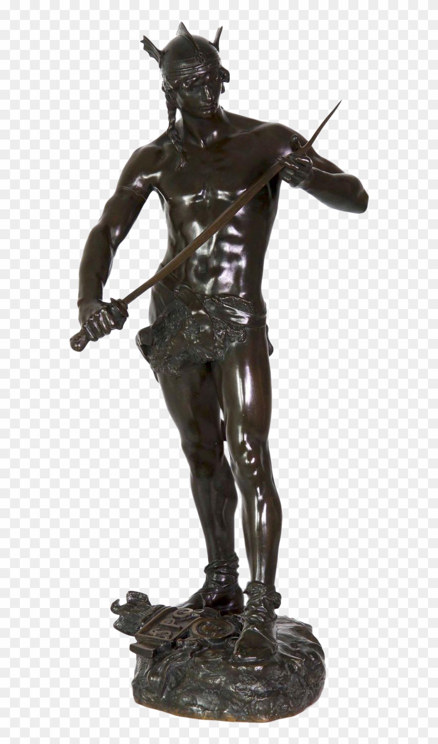 Circa 1880 French Antique Bronze Sculpture Of Warrior Clipart