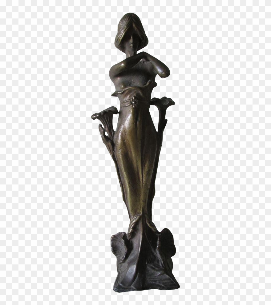 Antique Art Nouveau Bronze Sculpture Nude Lady With Clipart