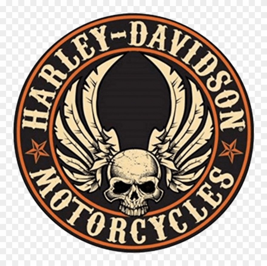 H D Flying Skull Round Tin Sign Clipart