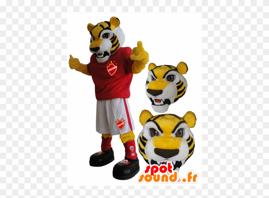 Yellow Tiger Mascot In Sportswear Clipart