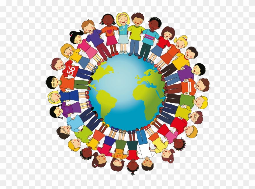 Clipart Dünya Üzerinde Kol Kola Çocuklar - Png Download