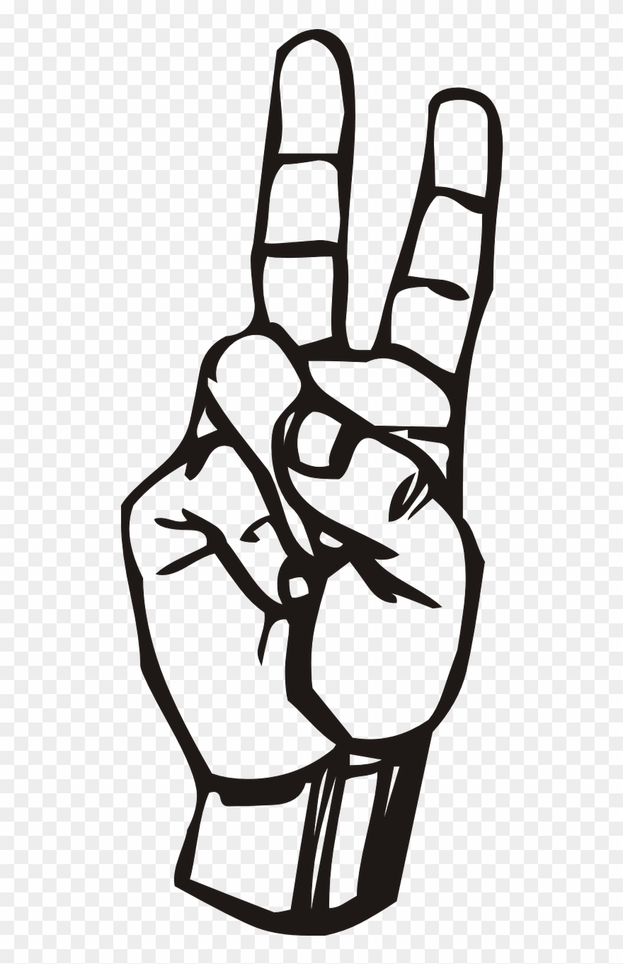 Hand Fingers Raised Two Symbol Png Image Picpng Peace Clipart