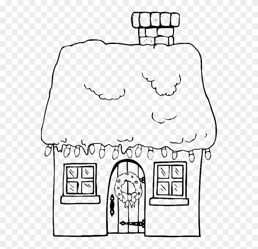 Christmas Gingerbread House And A Bunch Of Lamp Coloring Clipart