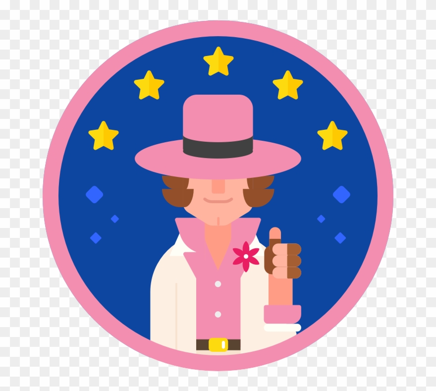 Tracker Jack Patch Sticker Minimal Character Pink Blue Clipart