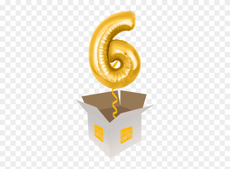 34″ Number 6 Gold Megaloon Clipart