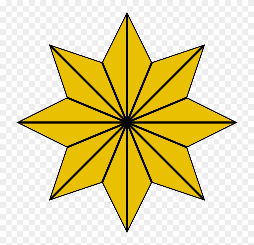 Eight-pointed Star 16 Radial Lines Clipart