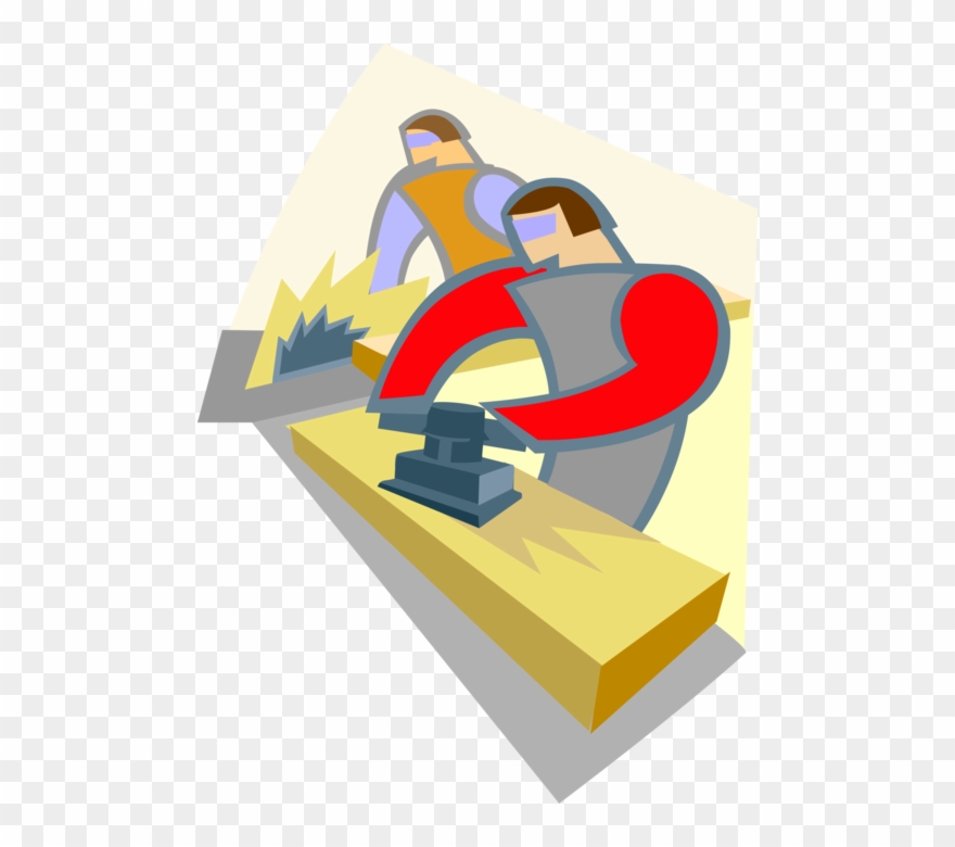 Vector Illustration Of Carpenters With Sander Sanding Clipart