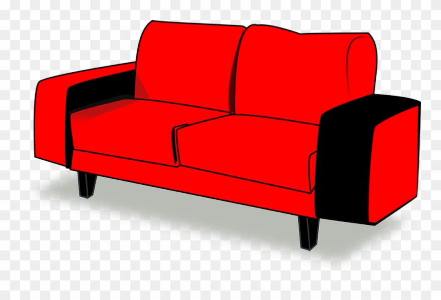 Couch Red Sofa Couch Clipart Cartton - Png Download